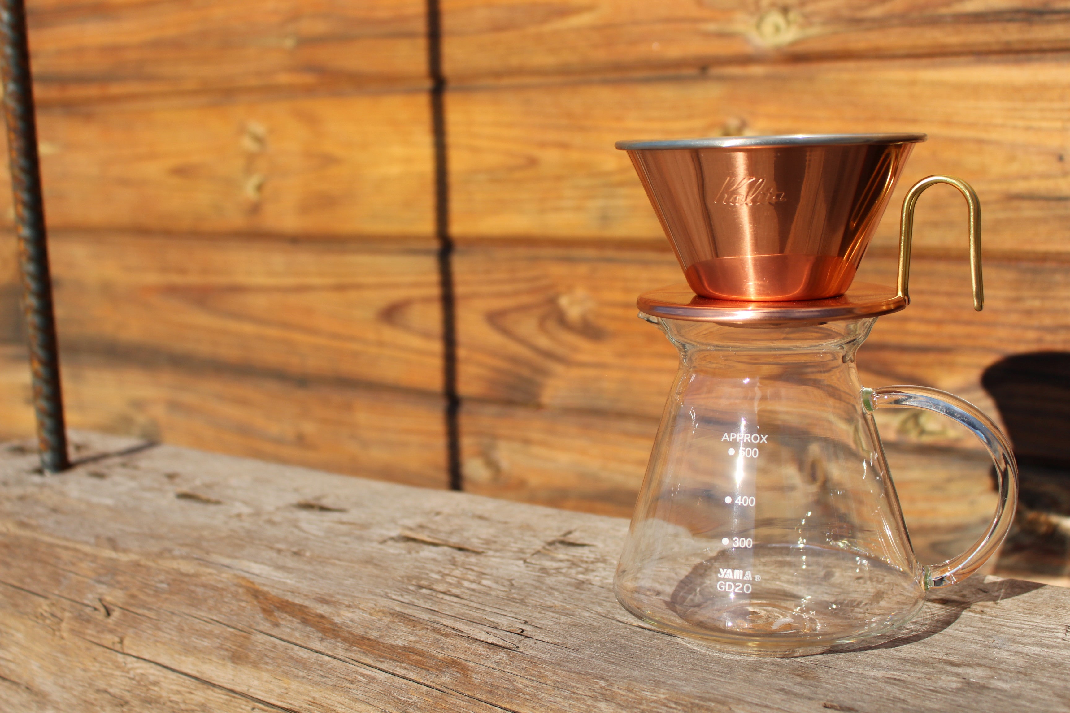 Hario V60 02 Copper Pourover Single Serve Coffee Maker Glass